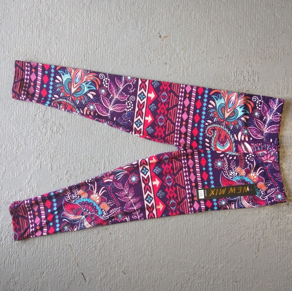 Purple Aztec Kids Leggings Soft Stretchy